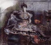 Mikhail Vrubel The Portrait of Isabella  near the fireplace oil on canvas